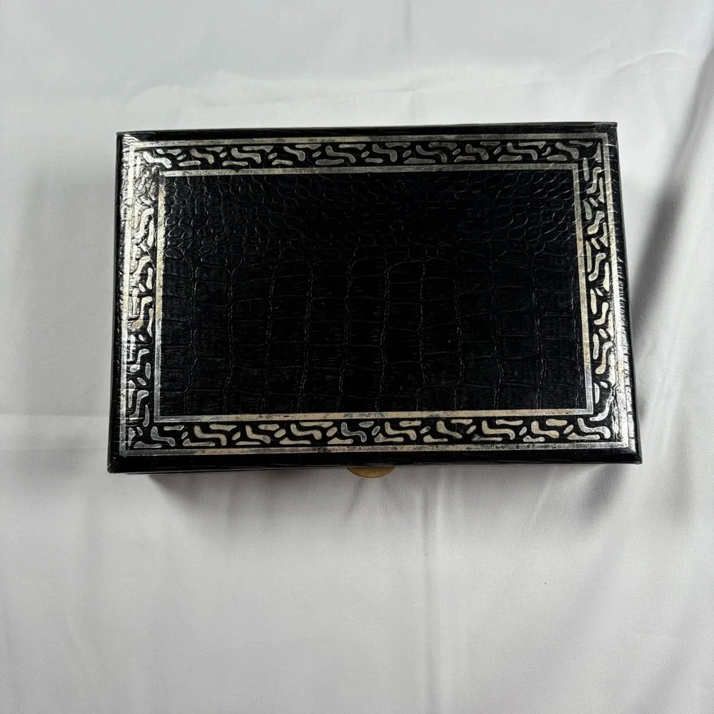 Buxton Black Velvet Jewelry Box Organizer Ring Holder Rectangle Case